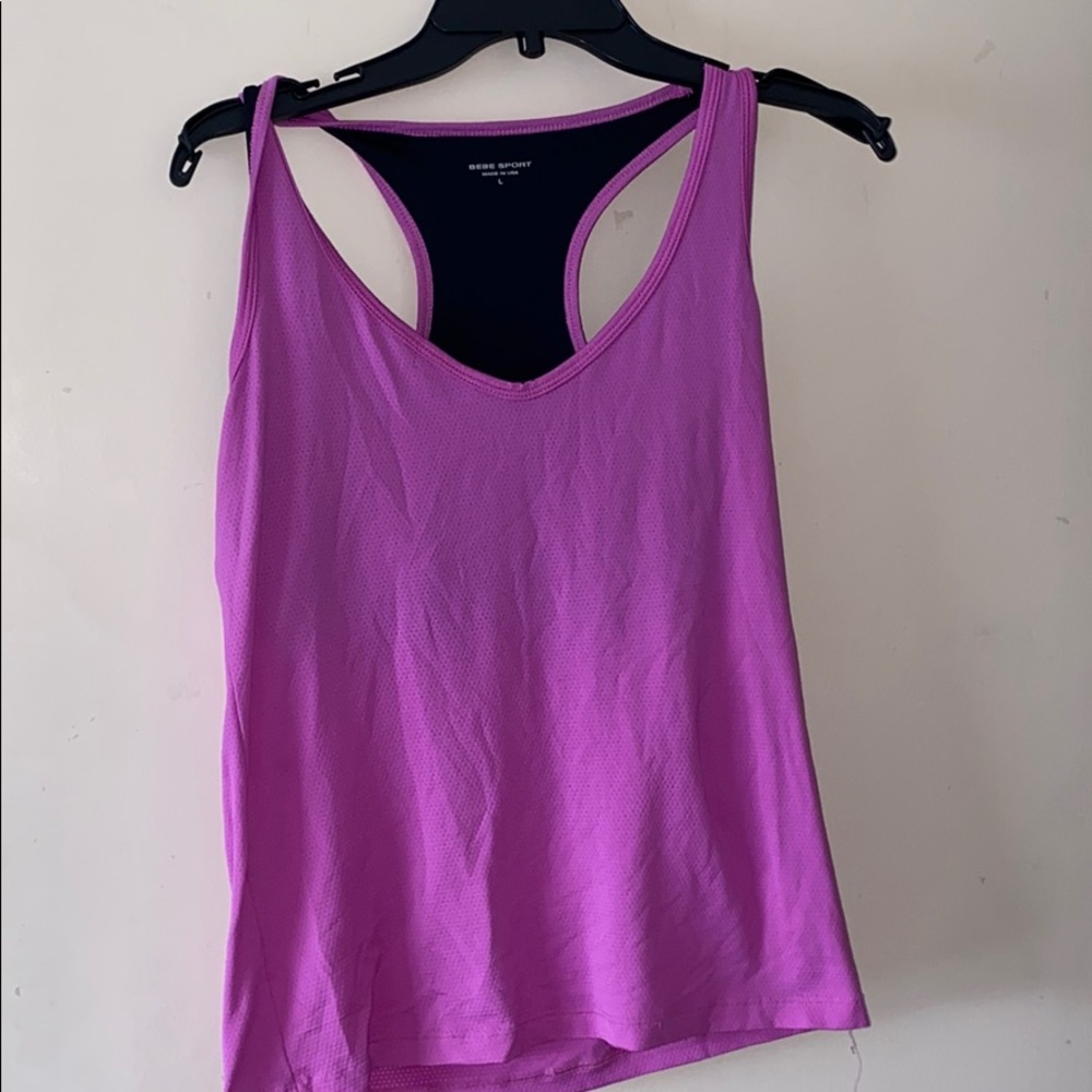 Bebe Sport Black & Ultra Violet Tank with Bra